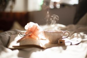 a steaming cup of tea to represent the benefits of creating a morning routine