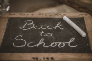 A classic chalkboard announcing back to school time. Use our back to school meal planning tips to make this time go easier!